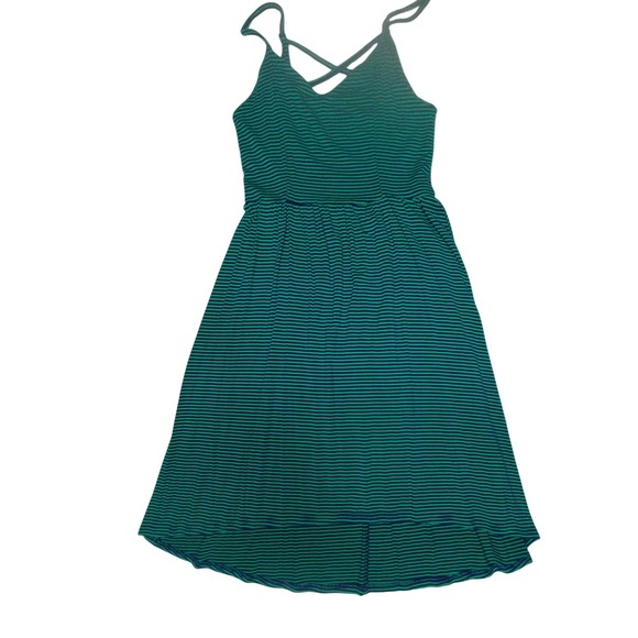 SO‎ Skater Dress Striped Sleeveless Casual Green Blue Dress Size S - Picture 1 of 11